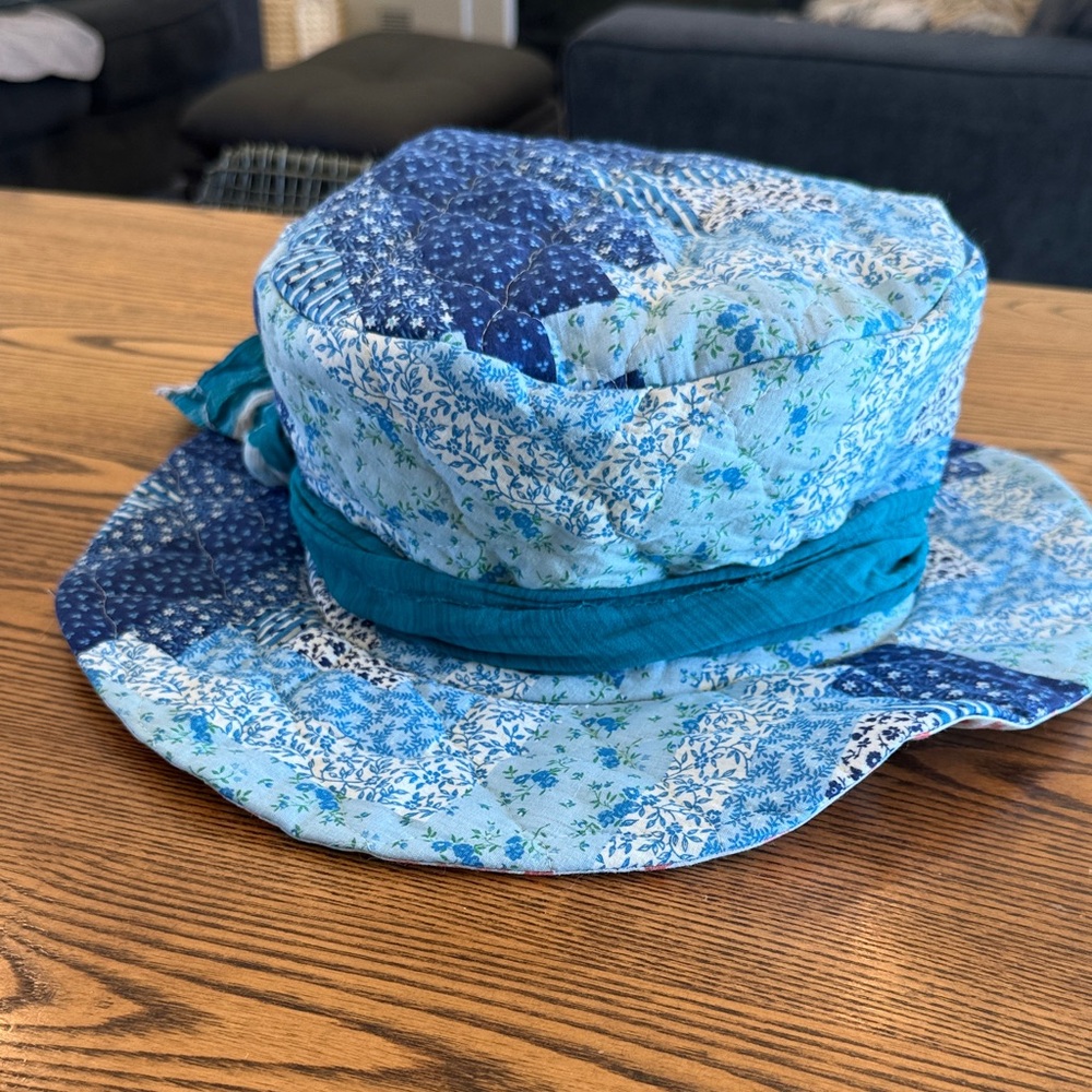Blue Patchwork Boho Hobo Top Hat - image 1